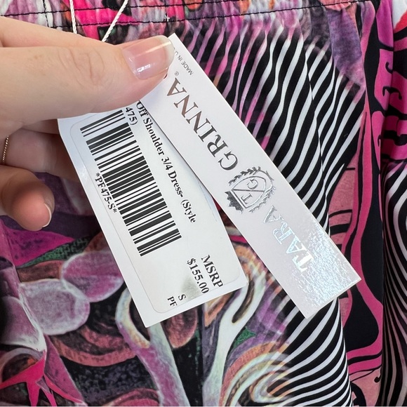 Tara Grinna Off Shoulder Dress 3/4 Style 475 Small - Picture 2 of 4